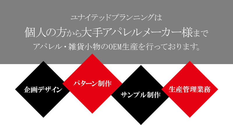 アパレルOEM生産はユナイテッドプランニングへ！